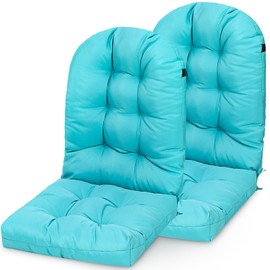 Wenqik Adirondack Chair Cushion Set of 2 High Back Lounge Cushion Seat Pads Thickened Patio Chair Pad 44 x 18.9 x 4 Inch Upper and Lower with Ties, Fade Resistant for Indoor Outdoor Furniture, Blue