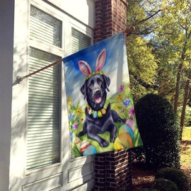 Caroline's Treasures DAC5093CHF Black Labrador Retriever Easter Egg Hunt House Flag Large Porch Sleeve Pole Decorative Outside Yard Banner Artwork Wall Hanging, Polyester, House Size, Multicolor