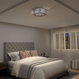 artika Crystal Nest 26W LED Modern Flush Mount Ceiling Light Fixture, Chrome Finish Ideal for Bedroom, Hallway, Kitchen - 1820 Lumens, 3000 Kelvin, Made of Steel, No Bulb Required