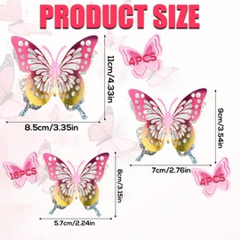 24pcs 3D Butterfly Wall Decor, 3 Sizes Hollow Butterfly Decorations Wall Stickers Removable Butterflies Art Decals for Wedding Bedroom Living Room Party Decor(Colorful)