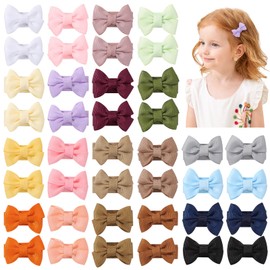 YHXX YLEN 40PCS Baby Hair Clips Mini Bow Snap Clip 1.4" Tiny Grosgrain Ribbon Hair Bows 20 Colors in Pairs for Baby Girls Toddlers Infant Fine Thin Hair