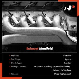 A-Premium Left Side Exhaust Manifold Kit W/Gasket, Bolt, Washer Compatible with Jeep JK Series Wrangler 2007 2008 2009 2010 2011