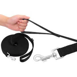 AMAGOOD Dog/Puppy Obedience Recall Training Agility Lead-15 ft 20 ft 30 ft 50 ft Long Leash-for Dog Training,Tie Out,Play,Safety,Camping (20Feet x 1Inch, Black)