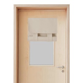 BETTELOOM Blackout & Lockdown Classroom Door Curtain - Small Solid Cozy Window Curtain Blocks Light & Heat, Quick No-Tools Installation, Privacy for Office & Home(12" W x 30" L, 1 Piece,Nature)