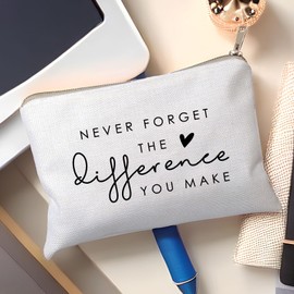 HubbgDesign Never Forget The Difference You Make Coworker Retirement Gift Retiring Teacher Cosmetic Bag Makeup Bag Makeup Pouch Thank You Gift, Retirement Gift, Coworker Meaningful Leaving