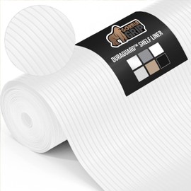 GORILLA GRIP DuraGuard Shelf Liner, Non-Adhesive Cabinet Liners for Kitchen Drawers, Shelves, Refrigerator, Pantry Storage, Bathroom Closet, Durable Waterproof BPA Free Ribbed Plastic, 12x10 White