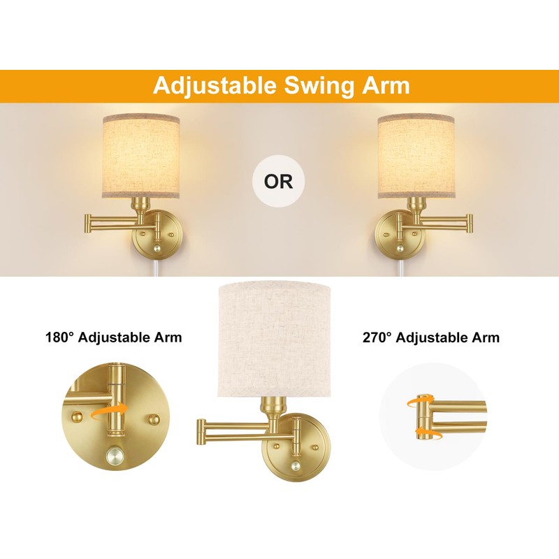 GOODATE Plug in Wall Sconces with Remote Control, Dimming &