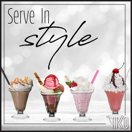 Vikko 7.5-Ounce Footed Ice Cream Cups | Classic Sundae Style Glass Cups – Thick and Durable – For Sundaes, Milkshakes, Ices, Desserts, and More – Set of 12 Dessert Glasses – 3.8” x 5”