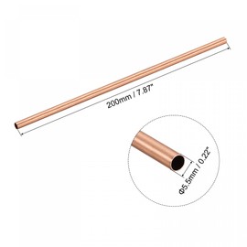 sourcing map Copper Round Tube 5.5mm OD 0.25mm Wall Thickness 200mm Length Pipe Tubing