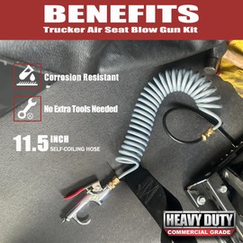 Vitonsbay Air Blow Gun for Semi Truck Air Seat Blow Gun Kit with 11.5-Foot Hose and Fittings DOT ASE Air Duster Blower Gun（2pcs)