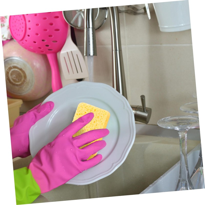 KOMBIUDA 4pcs Wood Pulp Dishwashing Sponge Heavy Duty Cellulose Scrub