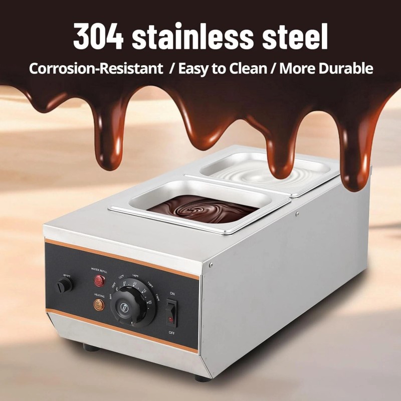 Garvee Commercial Chocolate Tempering Machine 2x1.58 QT Food Warmer 800W