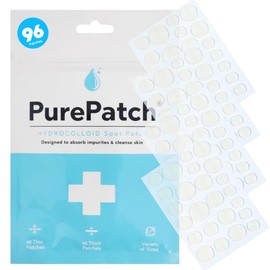 PurePatch Pimple Patches - 96 Hydrocolloid Spot Patches with Salicylic Acid & Tea Tree Oil, 3 Sizes, Night & Day Acne Treatment Pack, Ultra Thin Day & Thick Night, Easy Removal Perforated Sheets