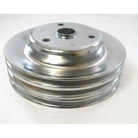 SPP SB Chevy Crank Crankshaft Pulley LONG Water Pump SBC 350 383 V8 Chrome 3 Grooves