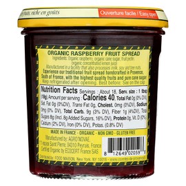 Raspberry Jam Spread USDA Organic Preserve – 12 oz/ 340 gr – Made in France Traditional Jam Non GMO Gluten Free