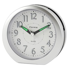 Formia HT-008 Alarm Clock, Easy to Read, Simple, Analog, Electronic Sound Alarm, Snooze, LED Light, Silver