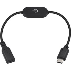 Dutttek LED Strip Light Dimmer Switch Cable 1FT/30CM, USB Type C Male to Female Cable with Touch Dimmer Switch Support Power Charging,Memory Connection Light Bar for Body Sensor Luminaire Black