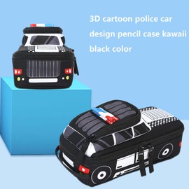 LEDAOU - Estuche para lápices para niños y niñas, estuche para lápices kawaii, estuche para lápices para estudiantes escolares (coche de policía)