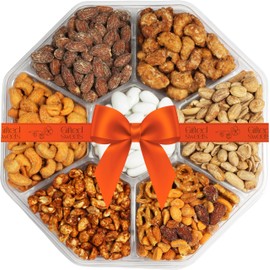 Gourmet Flavored Nuts Gift Tray - Gourmet Basket - Variety of Sweet, Roasted, Salted and Flavored Nuts - Fancy Food Gift for Birthday, Thank You, Sympathy, Anniversary, Get Well