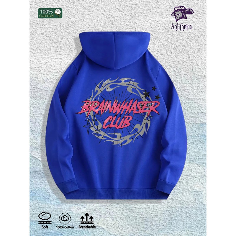 Brainwasher Club Graphic Hoodie 100% Cotton US Warehouse 7 ColorsColor: