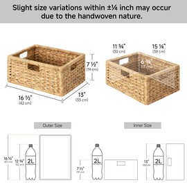 StorageWorks Large Wicker Basket for Organizing, Pantry Organizer with Built-in Hanles, Water Hyacinth Storage Basket for Shelves