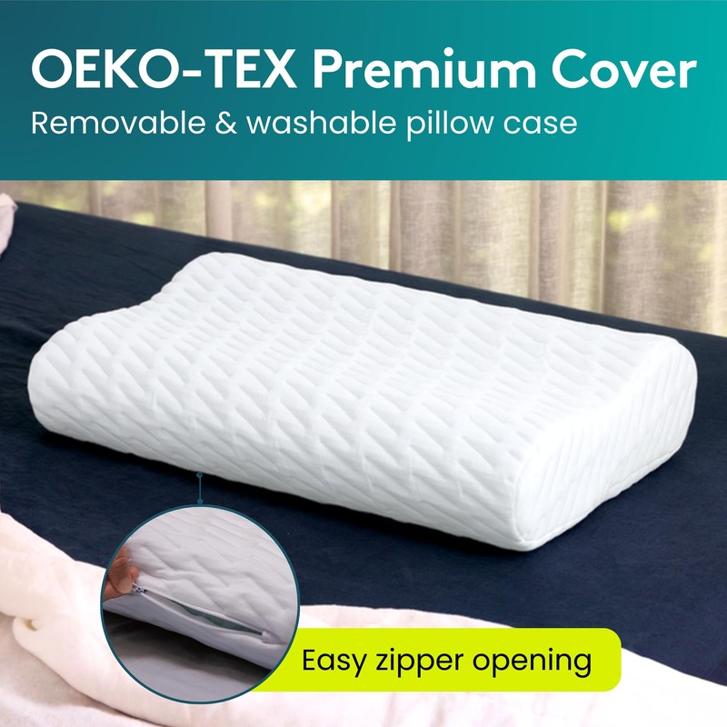 BLISSBURY Contour Pillow, Sandwich Memory Foam Contour Pillow | Curved