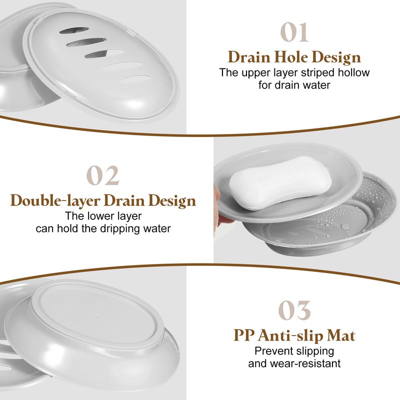 sourcing map Soap Container, 1Pcs 15.5x11cm Plastic Soap Dish with