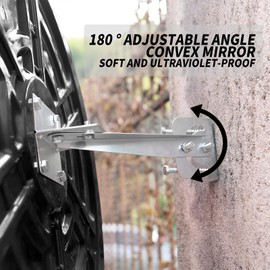 24 Inch Security Mirror Black，PC Convex Mirror with Adjustable Wide Angle View for Indoor Use，Curved Mirror with Fixing Bracket for Wall