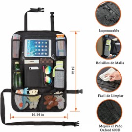 2 Organizadores de Asiento Trasero e Automóvil - Organizadores para Asientos de Coches para Niños - Universal Protector Trasero del Asiento de Coche Cubierta Con Soporte de Pantalla Clara para Tableta