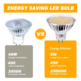 GVOREE GU5.3 MR16 LED Spotlight Warm White, 5 W Replaces 40 W Halogen Bulbs, Pack of 6, AC/DC 12 V Flicker-Free, Mr16 Spotlight Not Dimmable, 120º Beam Angle