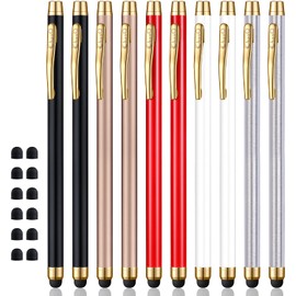 Stylus for Touch Screens, ChaoQ Capacitive Stylus Pen (10 Pcs) with 12 Replaceable Tips - Black, White, Silver, Gold, Red