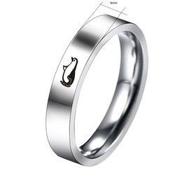 IMINI Cute Penguin Engagement Ring for Him and Her, Stainless Steel Love Heart Couple Matching Rings Promise Wedding Rings Anniversary Ring Fashion Jewelry Gifts for Women Girls Men 1, Stainless