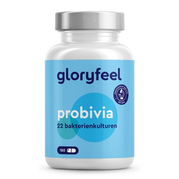 GloryFeel PROBIVIA Probiotics Capsules, 200 Gastro-Resistant Capsules, 18 Bacterial Strains + Inulin with Lactobacillus and Bifidobacterium, Laboratory Tested Production in Germany