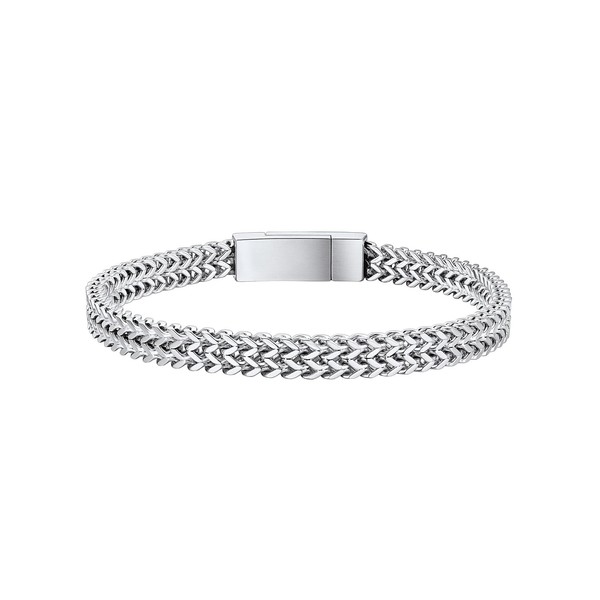 ChainsHouse Stainless Steel Chain Bracelet for Men, Non Tarnish Silver
