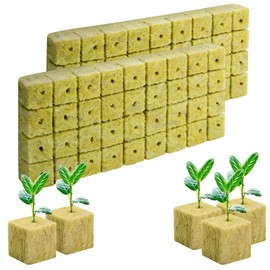 72Pcs Rockwool Grow Cubes - 1.5×1.2×1.2Inch Stonewool Starter Plugs for Rapid Plant Growth - Starter Cubes Plugs with Holes for Hydroponic, Seeds Germination and Soilless Growing