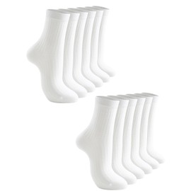 JOLLMONO 3-6 Pairs Womens White Crew Socks Size 9-11(J2051-6W)