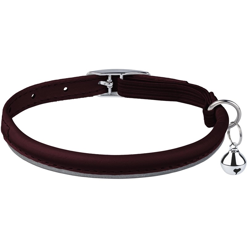 OOPSDOGGY Rolled Leather Cat Collar with Bell, Reflective Kitten Collars