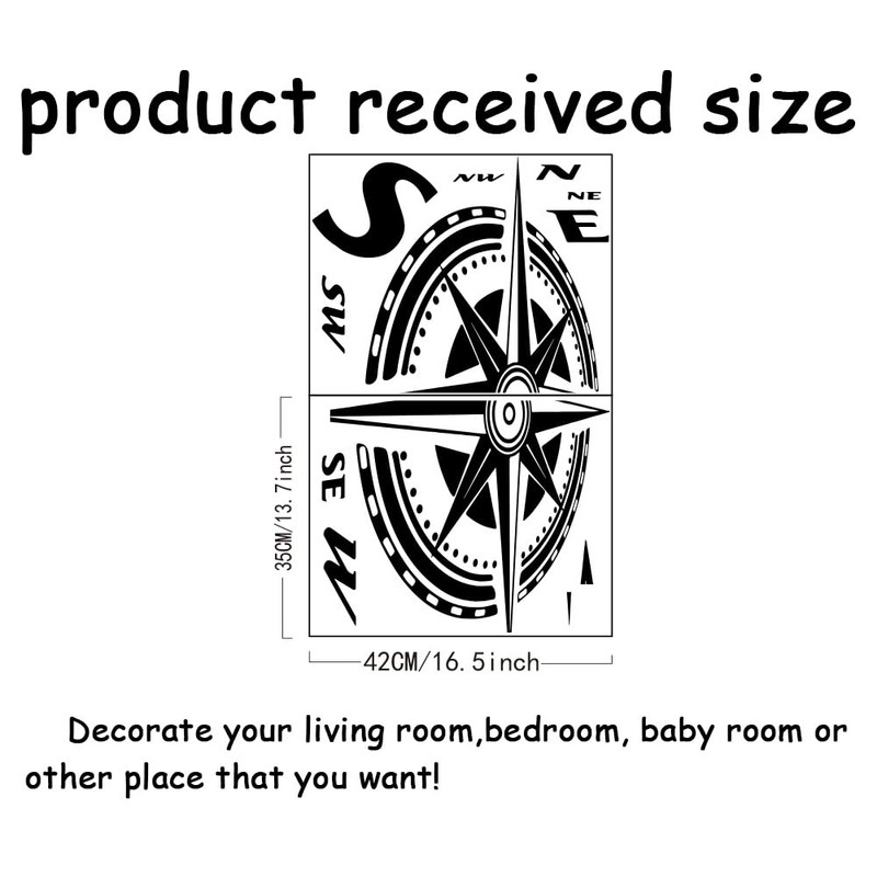 SUPERDANT Compass Wall Sticker Compass Direction Wall Sticker Art Wall
