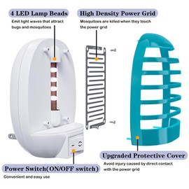 6 Pack Plug in Bug Zappers Indoor for Flying Insect Mosquito, Electronic Mosquito Zappers Gnat Traps with LED Light for Patio, Bedroom, Kitchen, Office