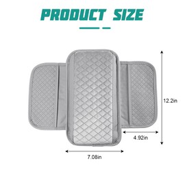 Osilly Car Center Console Cover, Leather Vehicle Armrest Protection Pad with 2 Storage Bags, Automotive Interior Arm Rest Seat Box Cushion Accessories, Universal for SUV, Sedan, Truck (Beige)