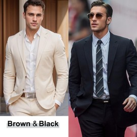 SANSTHS 2 Pack Ratchet Leather Belts for Men, Faux Leather Men Belts for Casual Business Dress Belt