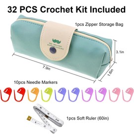 Aililong Crochet Hook Set - 32-Piece Crochet Set with Crochet Hooks from 2 mm - 8 mm, Ergonomic Rubber Handles and Storage Bag The Ideal Crochet Hook Set for Beginners and Experts