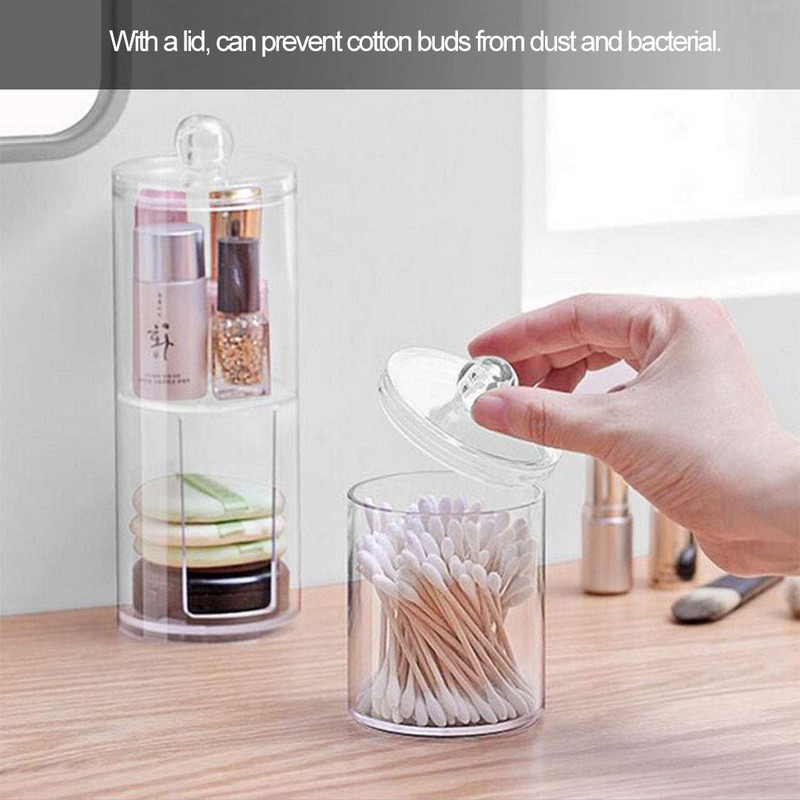 Chanmee Cotton Swab Container, Acrylic Cotton Ball Holder with Lid,