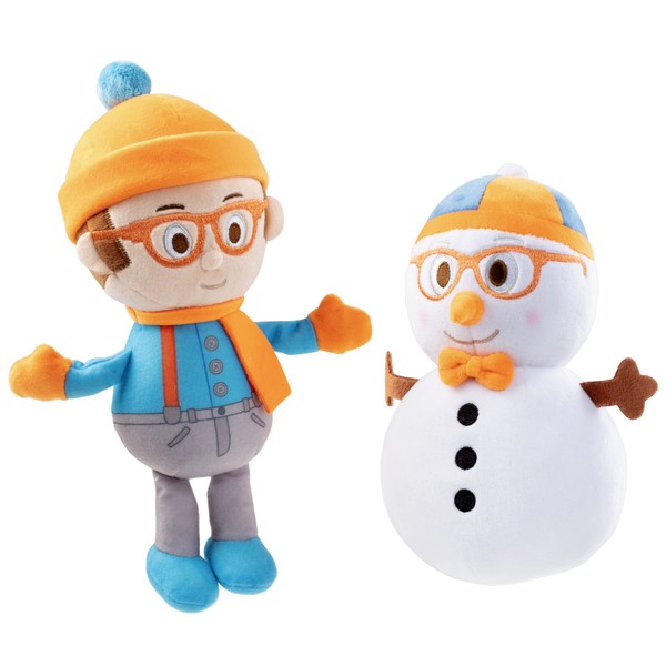 Blippi 7" Winter Blippi & Snowman Plush Figures 2-Pack - Officially Licensed Christmas Plush - Quality & Soft Collectible Holiday Stuffed Animal Toy - Great Gift for Kids, Boys & Girls - Set of 2