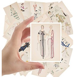 Large Stickers (24 pcs 2.5"x3.5") Vintage Fashion Vintage Magazine Illustration (Art Deco Fashion)
