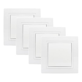 GOIYZTTR Flush-Mounted On/Off Switch White Button All-in-One Visage Switch A 250 V 10 A Flush-Mounted Clamp Connection Standard Universal Pack of 4