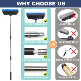 NAVAPAL 52" Car Wash Brush with Long Handle | Built-in Rubber Squeegee & Rubber Bumper | Lightweight extendable Handle | Soft Bristle Brush for Car, RV, Boat, Solar Panel, Deck Washing