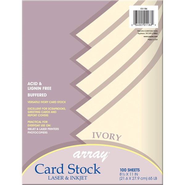 Array Card Stock-101186 Pacon Card Stock, Classic Ivory, 8-1/2" x 11", 100 Sheets