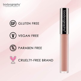 Bodyography Matte Lip Lava Liquid Lipstick (Stark): Pale Pink Nude Salon Makeup Long-Wearing Lipstick with Soft Opaque Finish | Vegan, Gluten-Free, Cruelty-Free, Paraben-Free