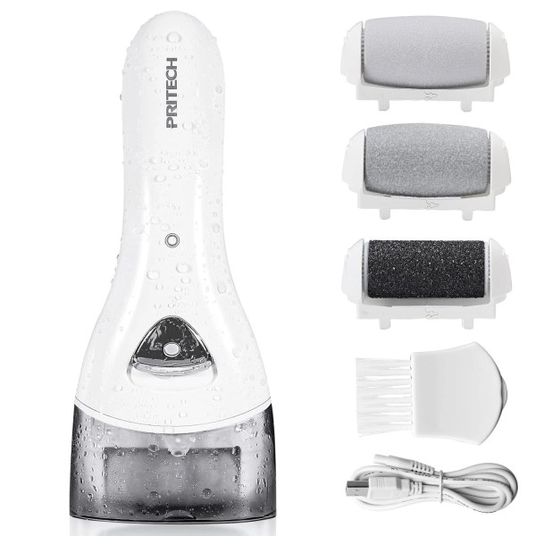 PRITECH Electric Foot Callus Removers Rechargeable, Portable Electronic 001-white